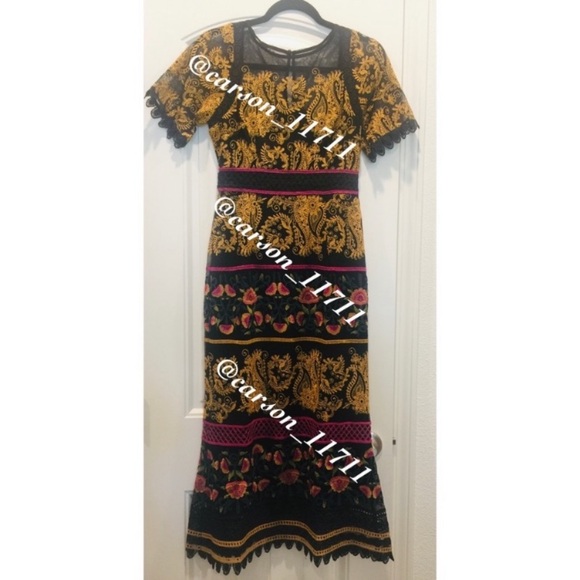 NWT Anthropologie Jacquin Embroidered Midi Dress 0 - Picture 4 of 6
